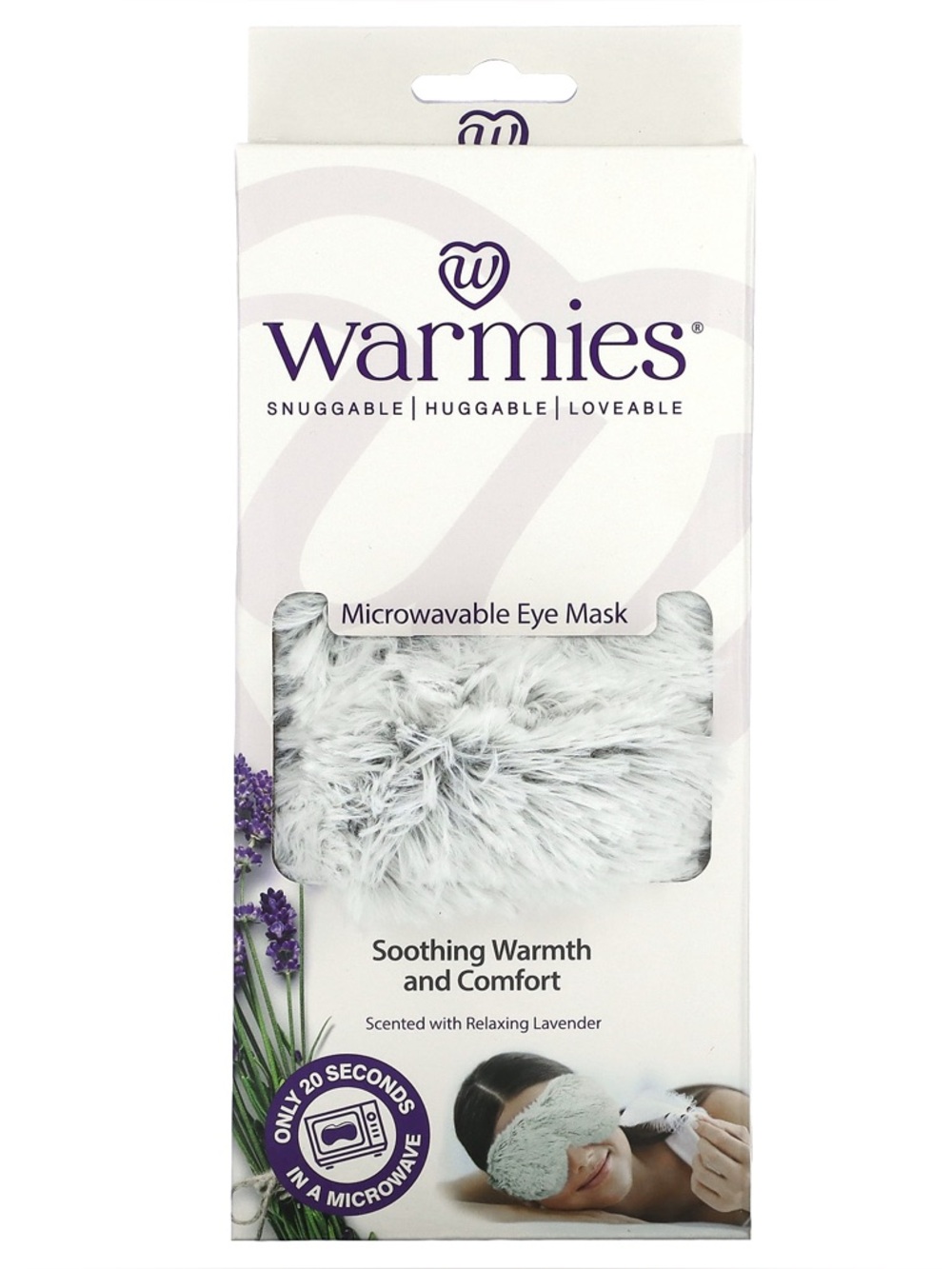 Warmies Microwavable Eye Mask in Light Gray Faux Fur